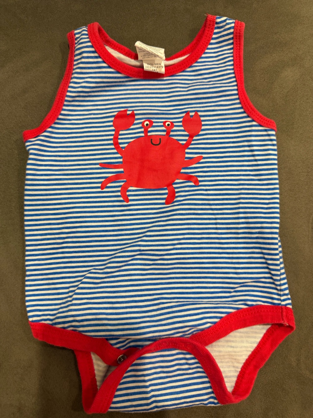 Cutie Pie Red Crab Stripe Tank Bodysuit
